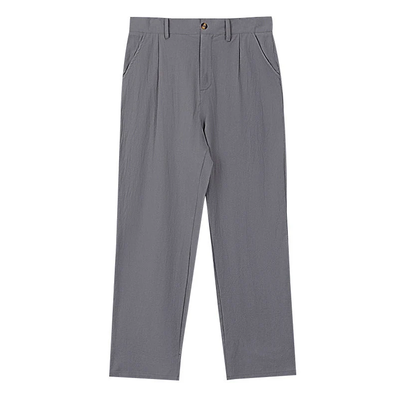 Herren nan elegante Bundfaltenhose aus leichtem Baumwollmix mit geradem Schnitt und Gürtelschlaufen