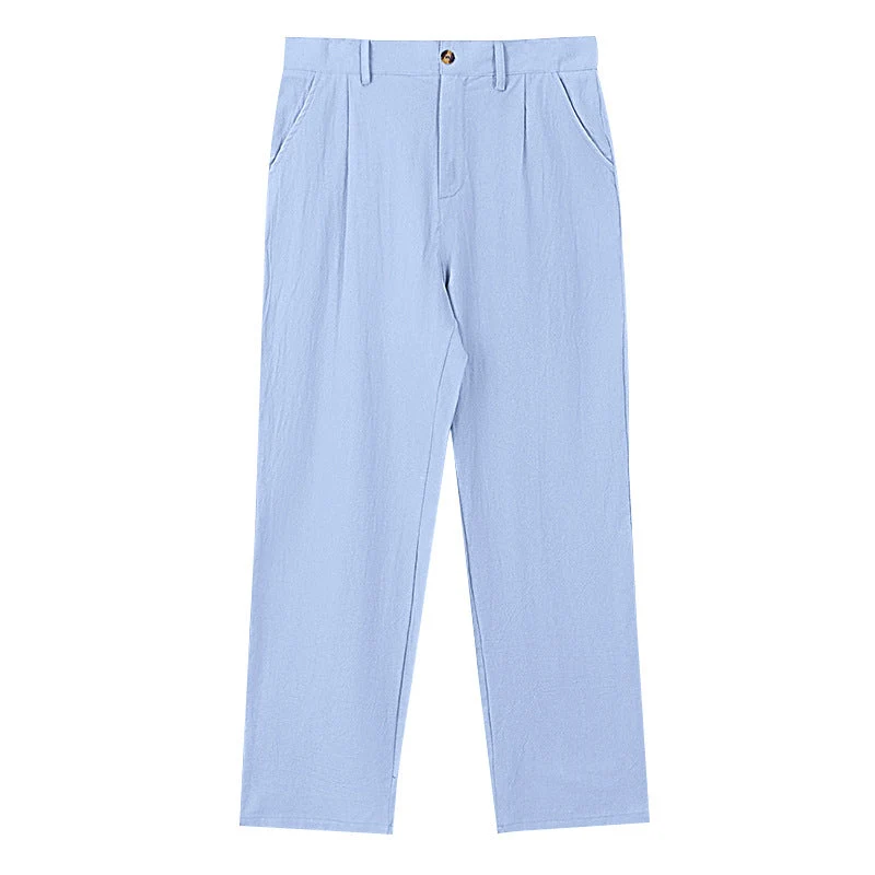 Herren nan elegante Bundfaltenhose aus leichtem Baumwollmix mit geradem Schnitt und Gürtelschlaufen