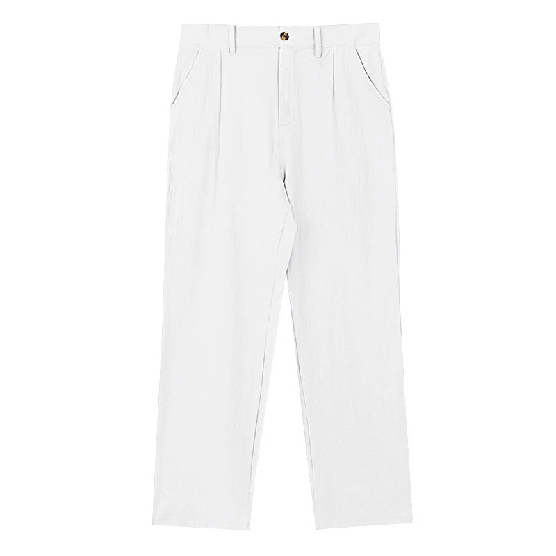 Herren nan elegante Bundfaltenhose aus leichtem Baumwollmix mit geradem Schnitt und Gürtelschlaufen