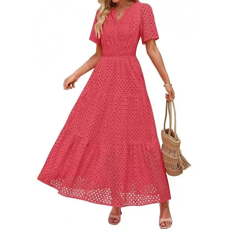 Damen Maxikleid mit gehäkeltem Muster