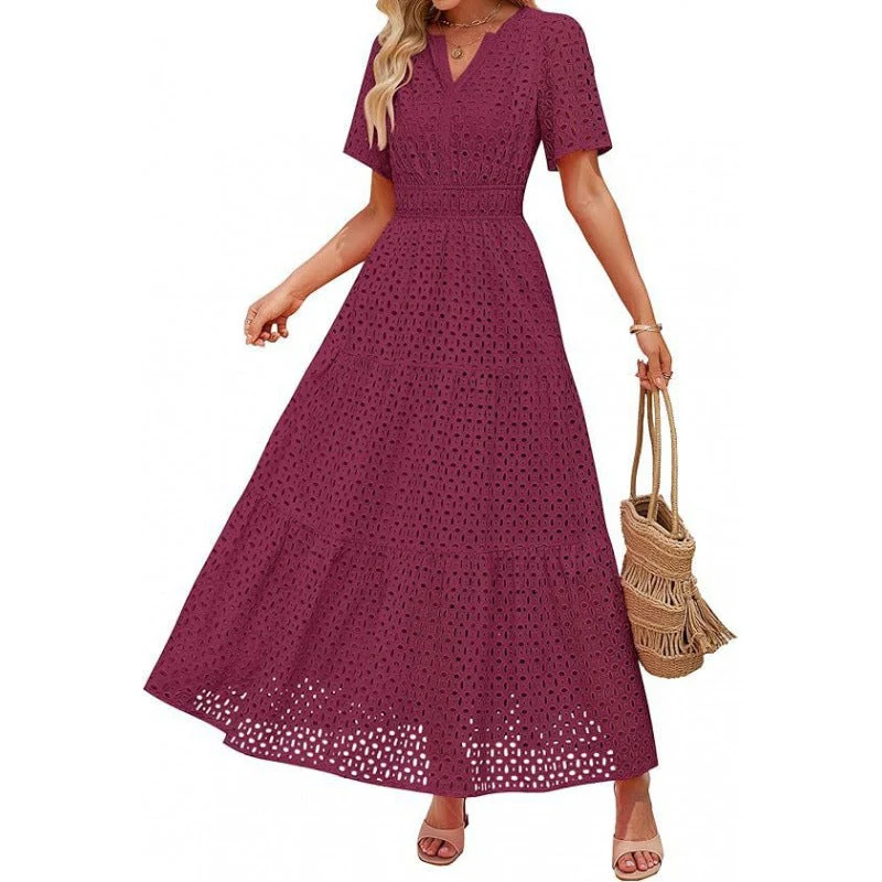 Damen Maxikleid mit gehäkeltem Muster