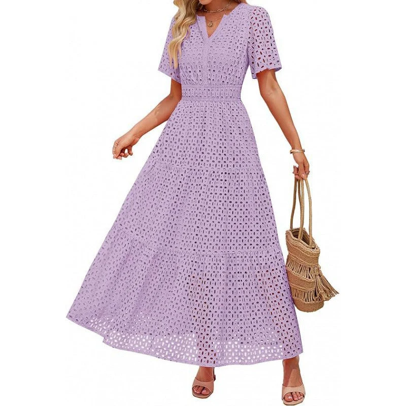 Damen Maxikleid mit gehäkeltem Muster