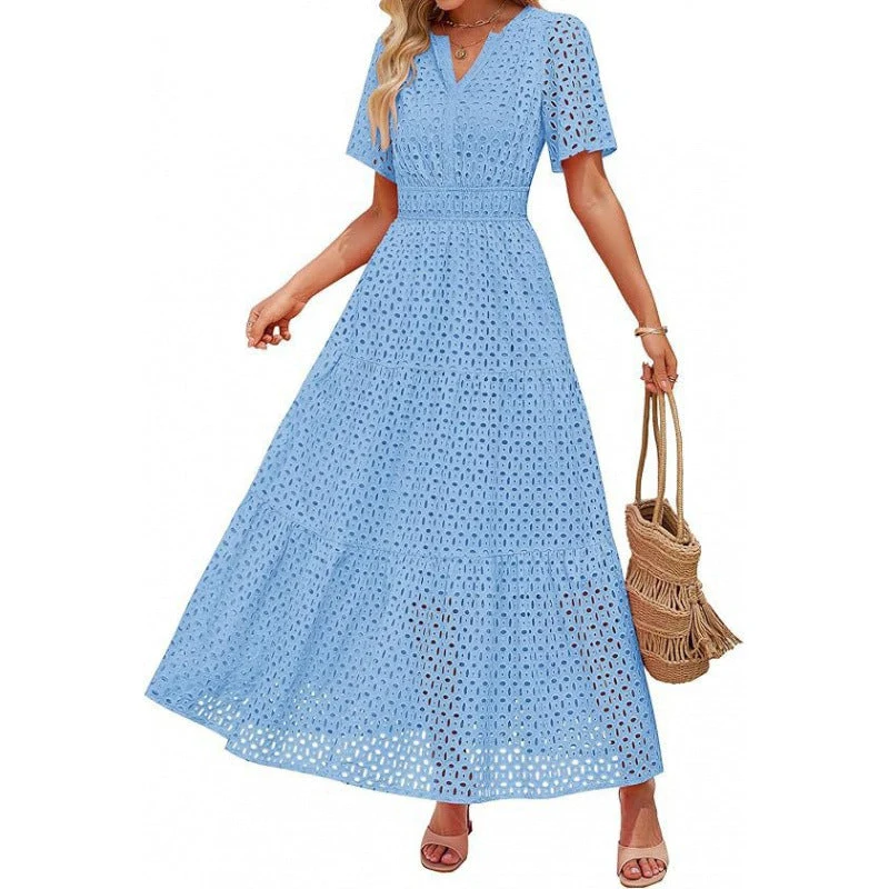 Damen Maxikleid mit gehäkeltem Muster