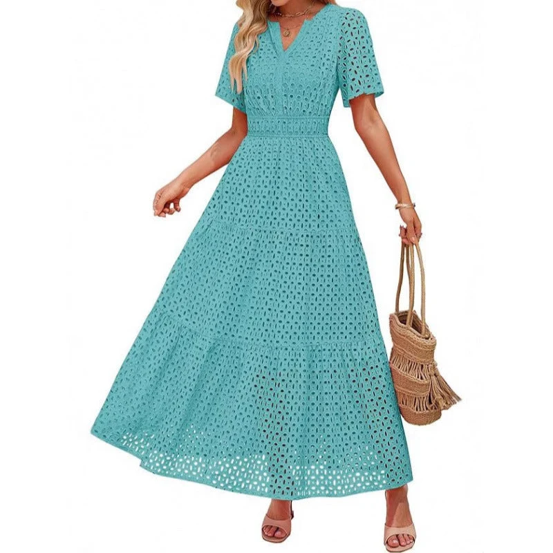 Damen Maxikleid mit gehäkeltem Muster
