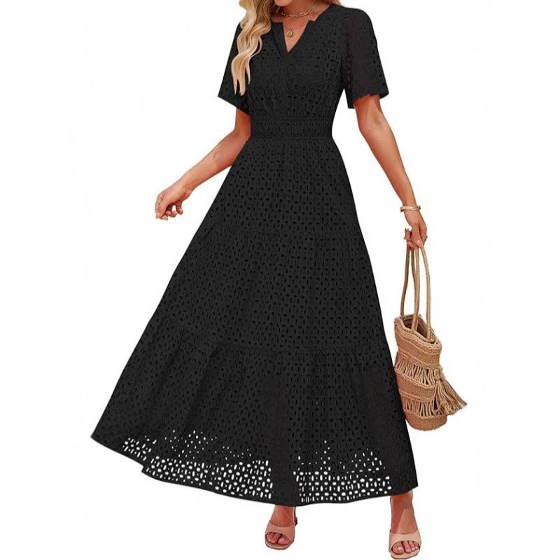 Damen Maxikleid mit gehäkeltem Muster