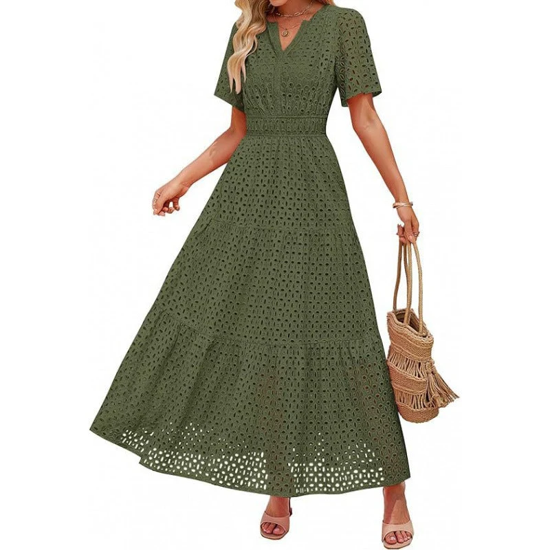 Damen Maxikleid mit gehäkeltem Muster