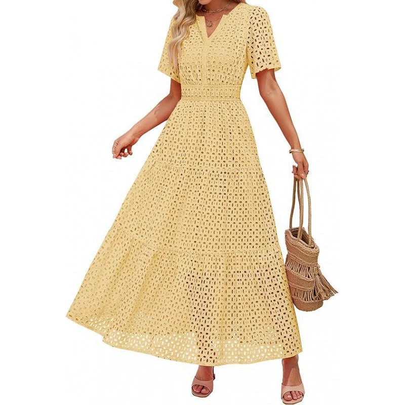 Damen Maxikleid mit gehäkeltem Muster