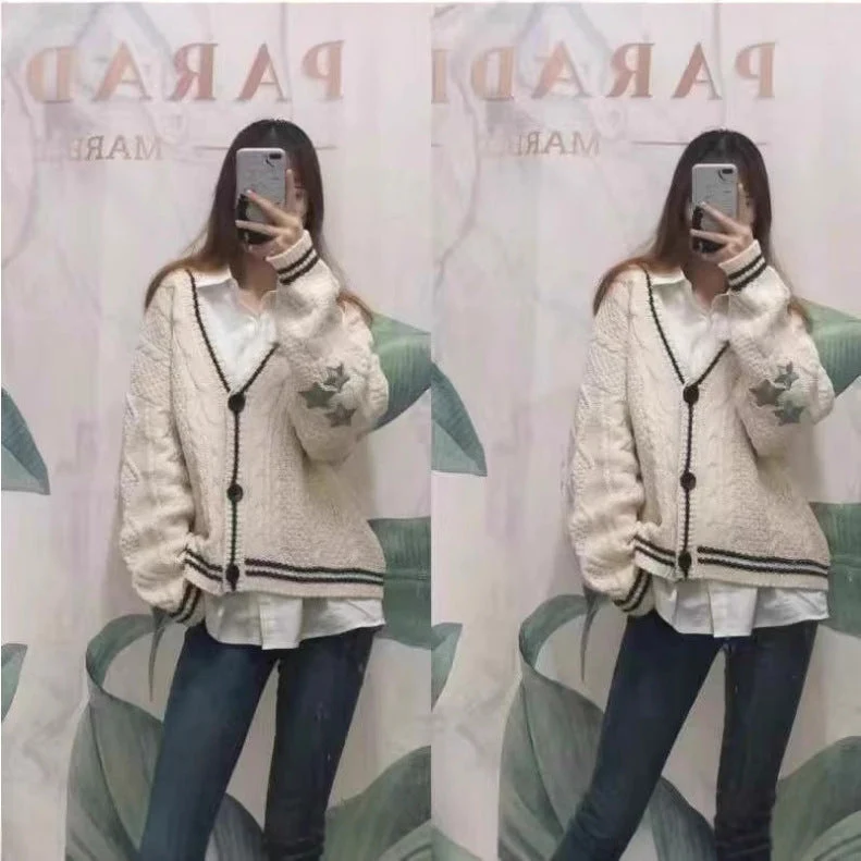 Damen gestrickte Oversize Cardigan