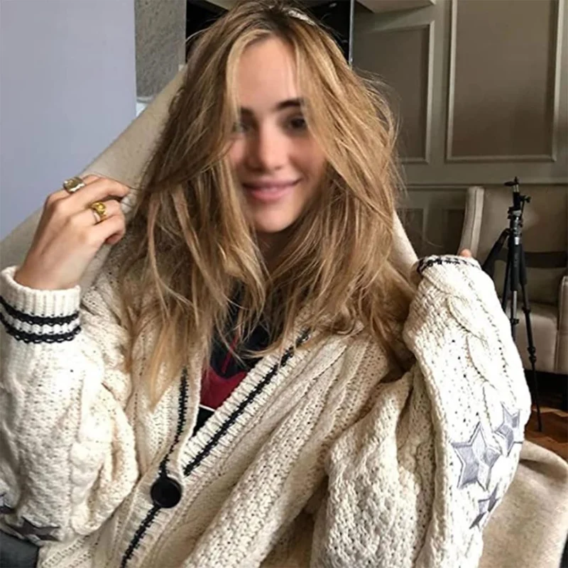 Damen gestrickte Oversize Cardigan