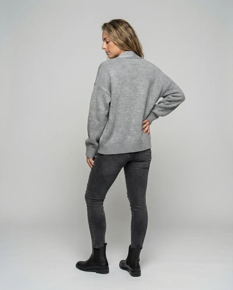 Strickjacke Damen lässig mit Knopfverschluss und großen Taschen
