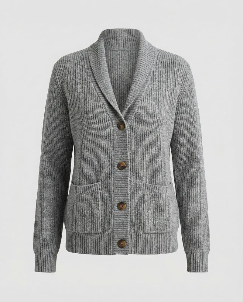 Strickjacke Damen lässig mit Knopfverschluss und großen Taschen