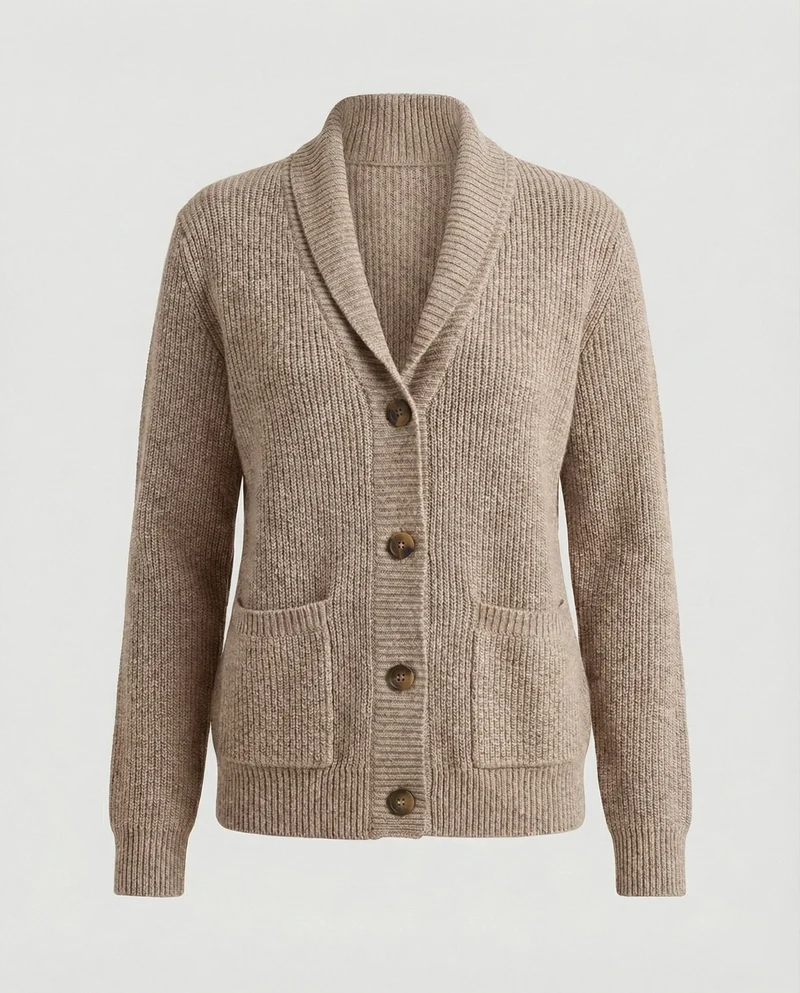 Strickjacke Damen lässig mit Knopfverschluss und großen Taschen