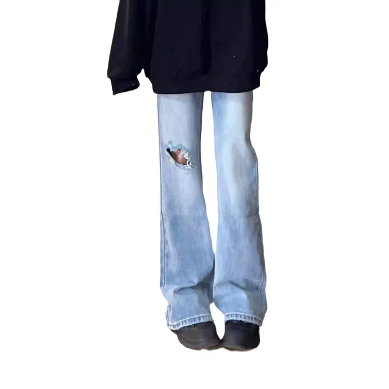 Damen Flared Jeans mit hohem Bund und modischen Rissdetails