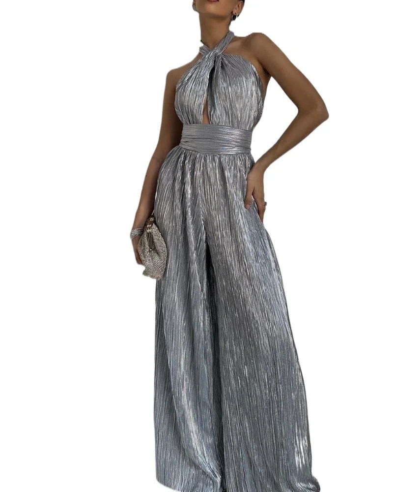Damen Jumpsuit mit elegantem Wickeldesign und raffinierten Falten