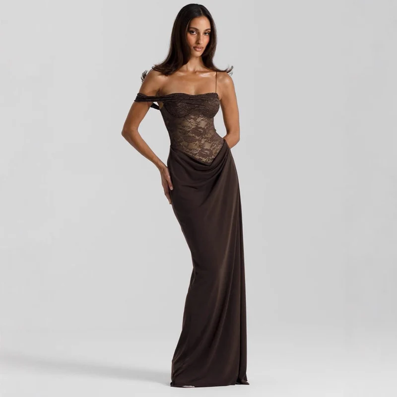 Damen Elegantes Abendkleid mit Spitzenoberteil und fließendem Rockteil Nord Taschen