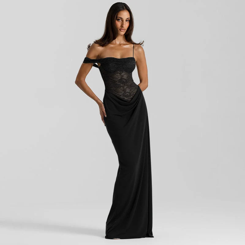 Damen Elegantes Abendkleid mit Spitzenoberteil und fließendem Rockteil Nord Taschen