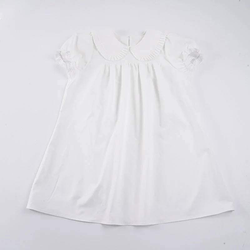 Damen elegantes Baumwollkleid mit Rüschendetails und herausragendem Kragen