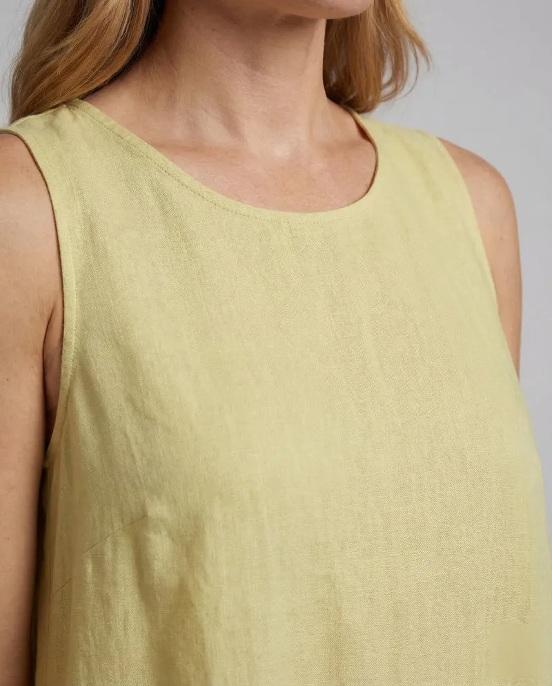 Damen Leinen Kleid A Linie