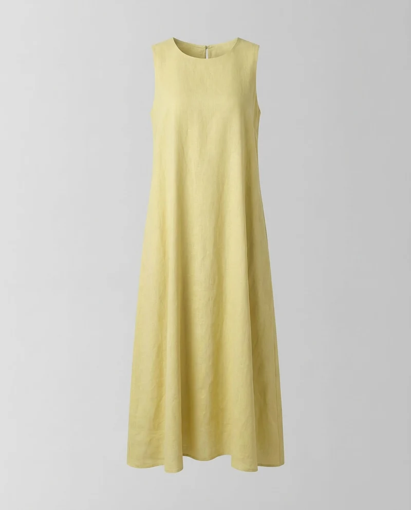 Damen Leinen Kleid A Linie
