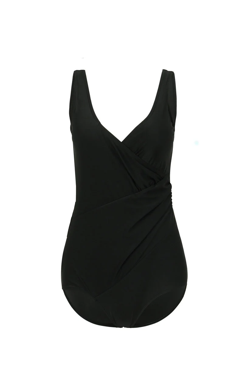 Damen Eleganter Wickel-Badeanzug mit modellierenden Einsätzen