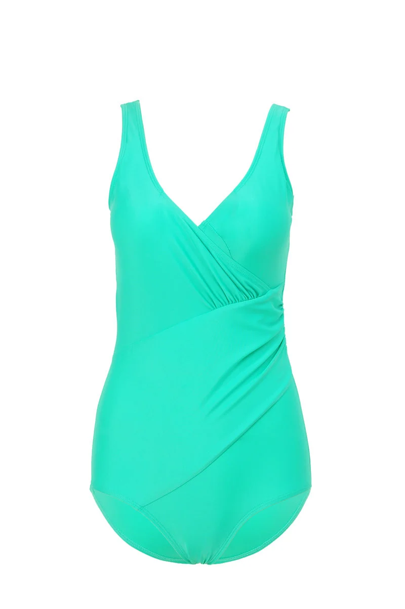 Damen Eleganter Wickel-Badeanzug mit modellierenden Einsätzen