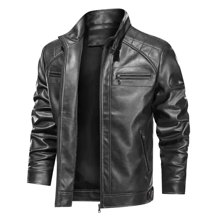 Nord Taschen | Bikerjacke Slim Fit Schulterdetails Reißverschluss Lederlook