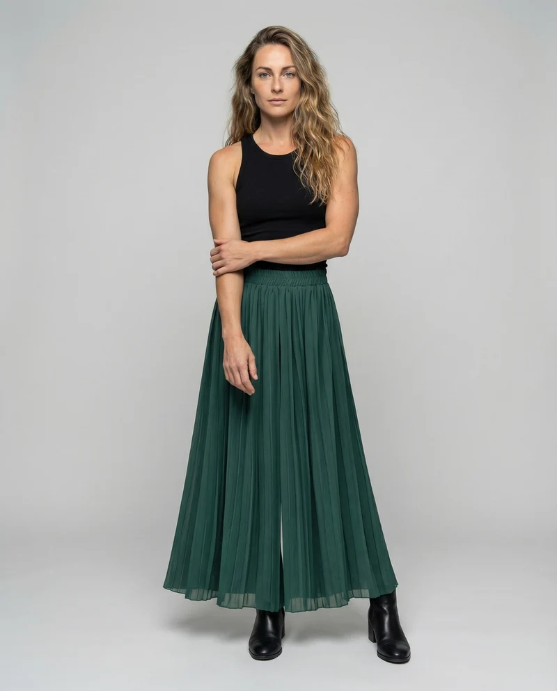 Damen plissierte Rockhose mit weitem Fall