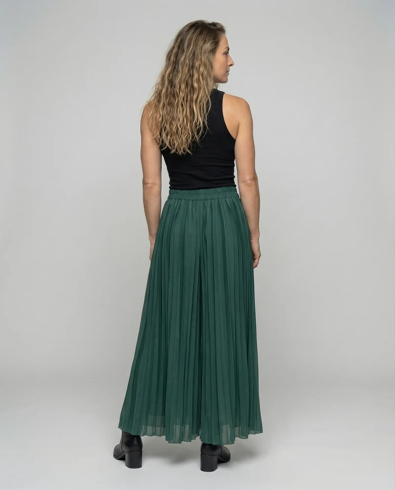 Damen plissierte Rockhose mit weitem Fall