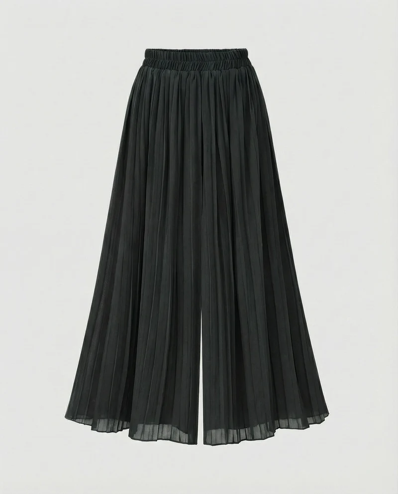 Damen plissierte Rockhose mit weitem Fall