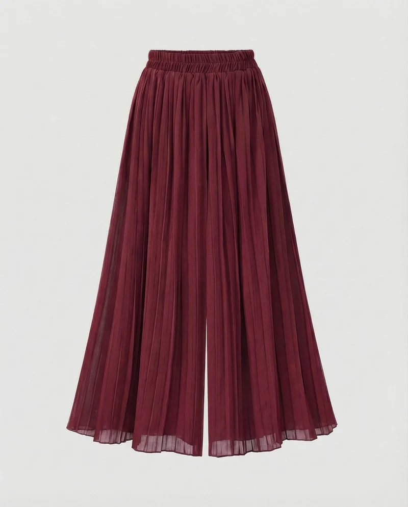 Damen plissierte Rockhose mit weitem Fall