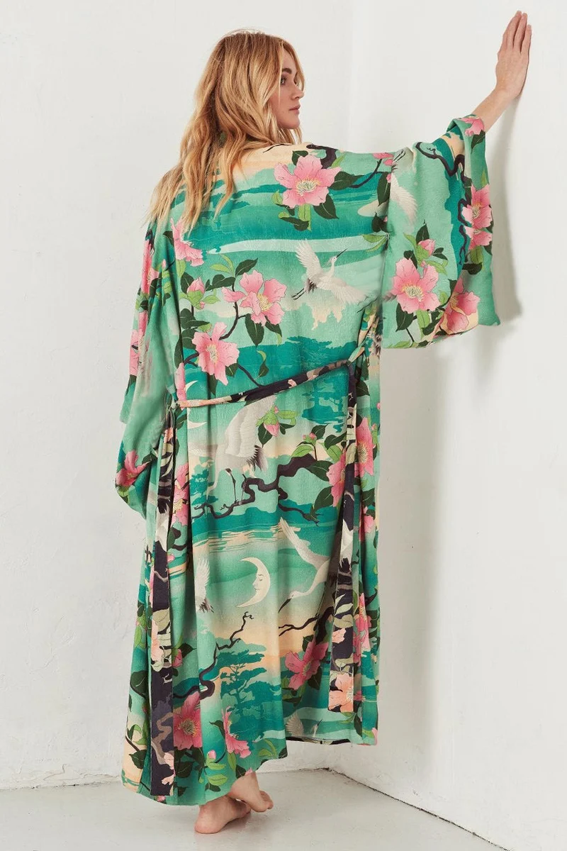 Damen eleganter Kimono mit floralem Design und weitem Schnitt Nord Taschen