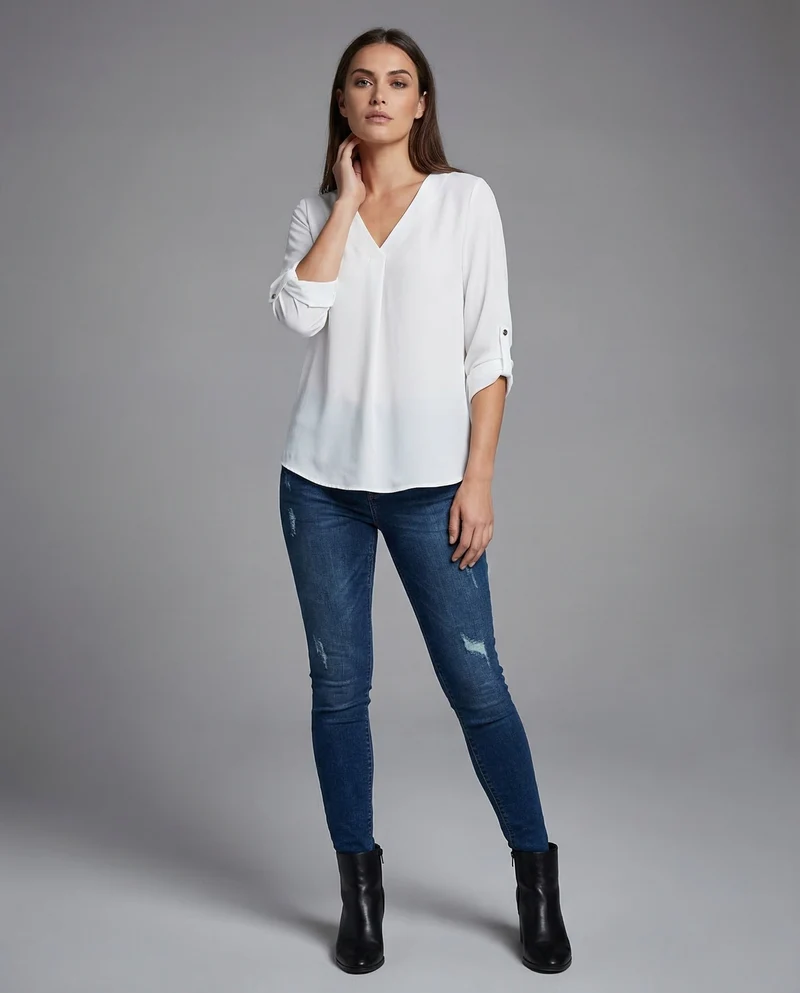 Damen Chiffon Tunika V Ausschnitt