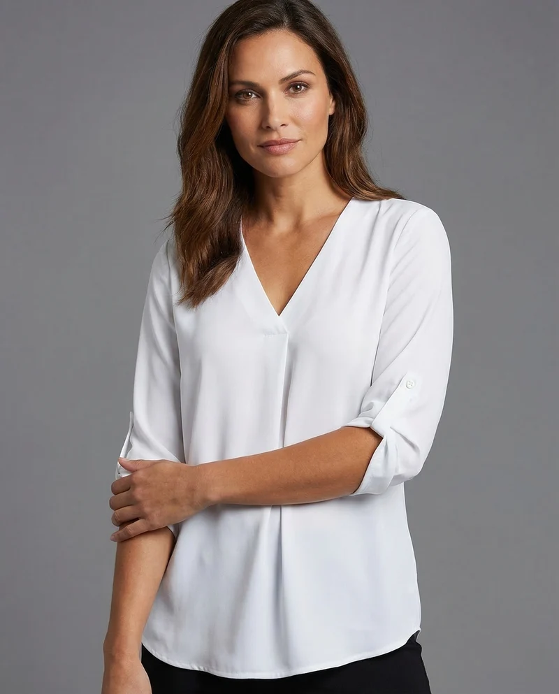 Damen Chiffon Tunika V Ausschnitt