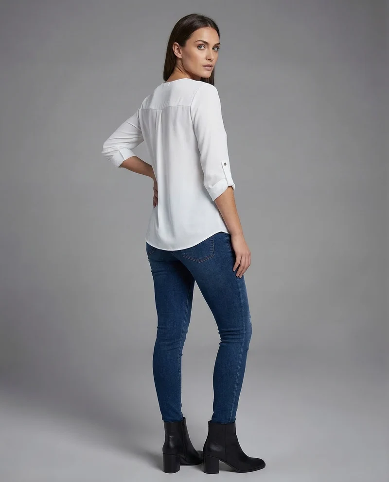 Damen Chiffon Tunika V Ausschnitt