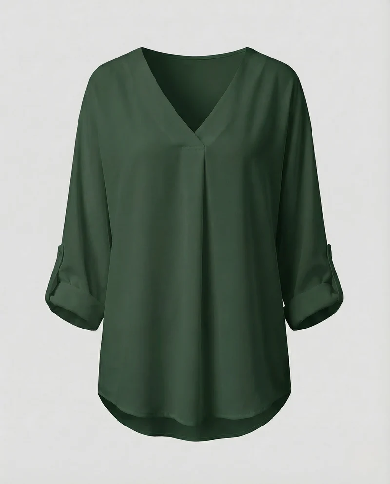 Damen Chiffon Tunika V Ausschnitt
