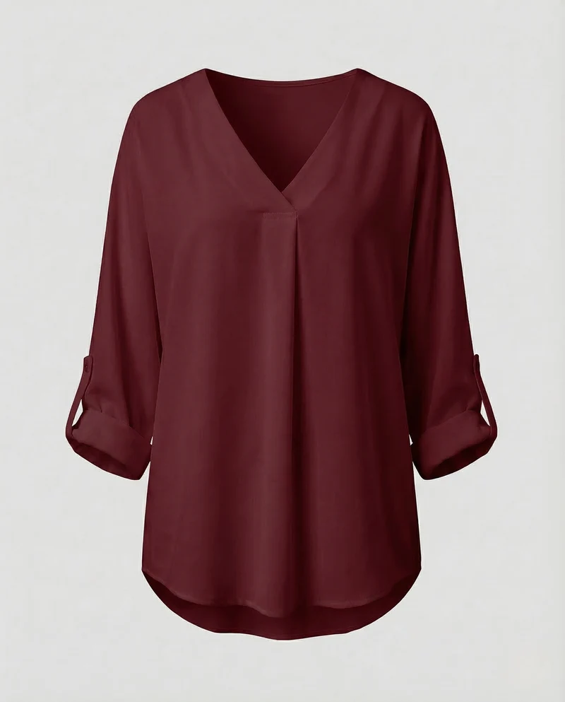 Damen Chiffon Tunika V Ausschnitt