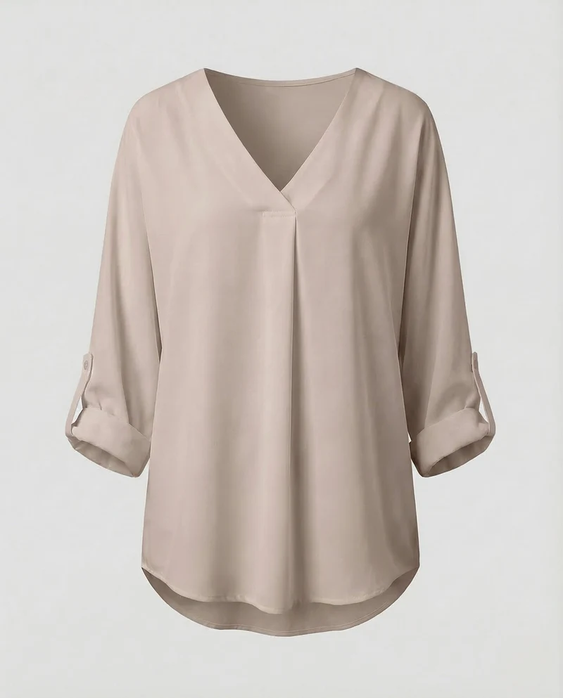 Damen Chiffon Tunika V Ausschnitt