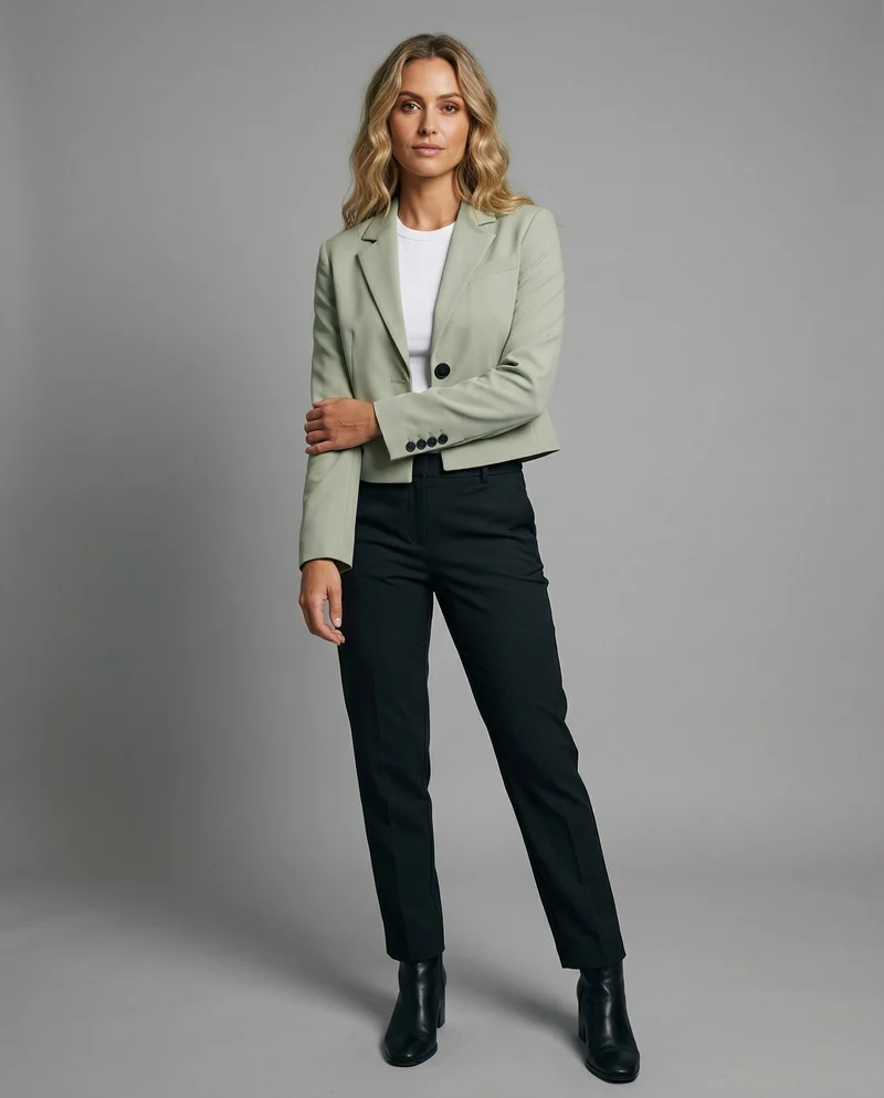 Damen kastenförmiger Blazer mit breitem Revers
