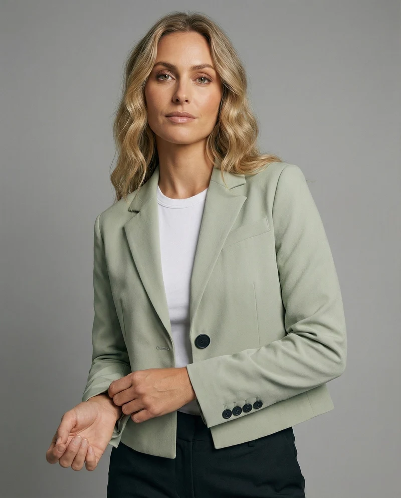 Damen kastenförmiger Blazer mit breitem Revers