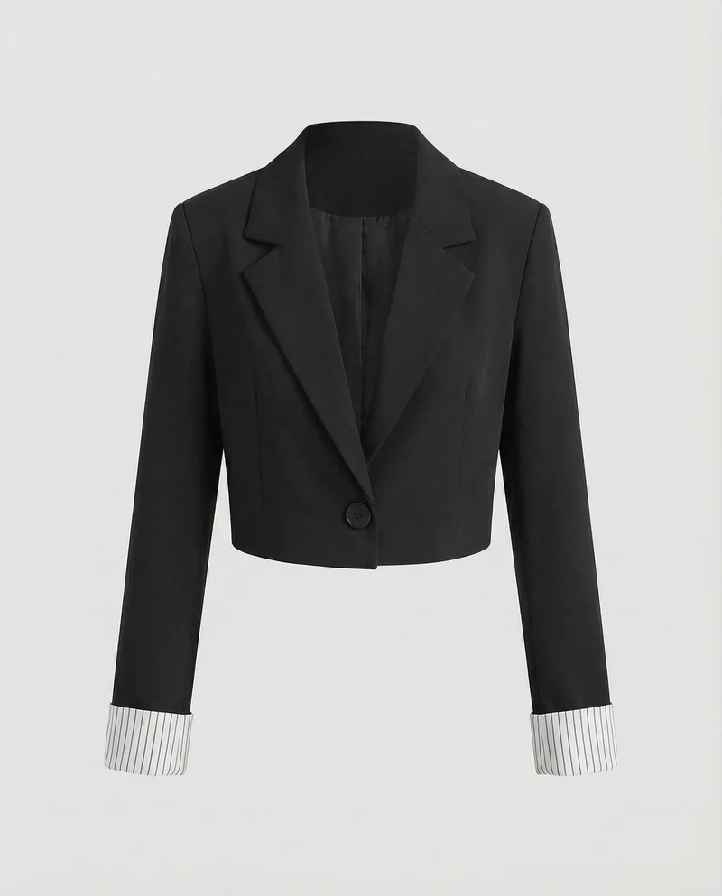 Damen kastenförmiger Blazer mit breitem Revers