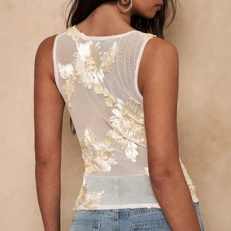 Damen ärmelloses Top mit floralem Design