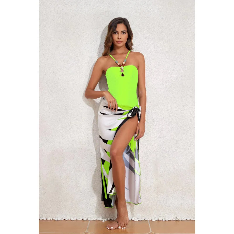 Damen Bandeau-Badeanzug mit asymmetrischem Rock