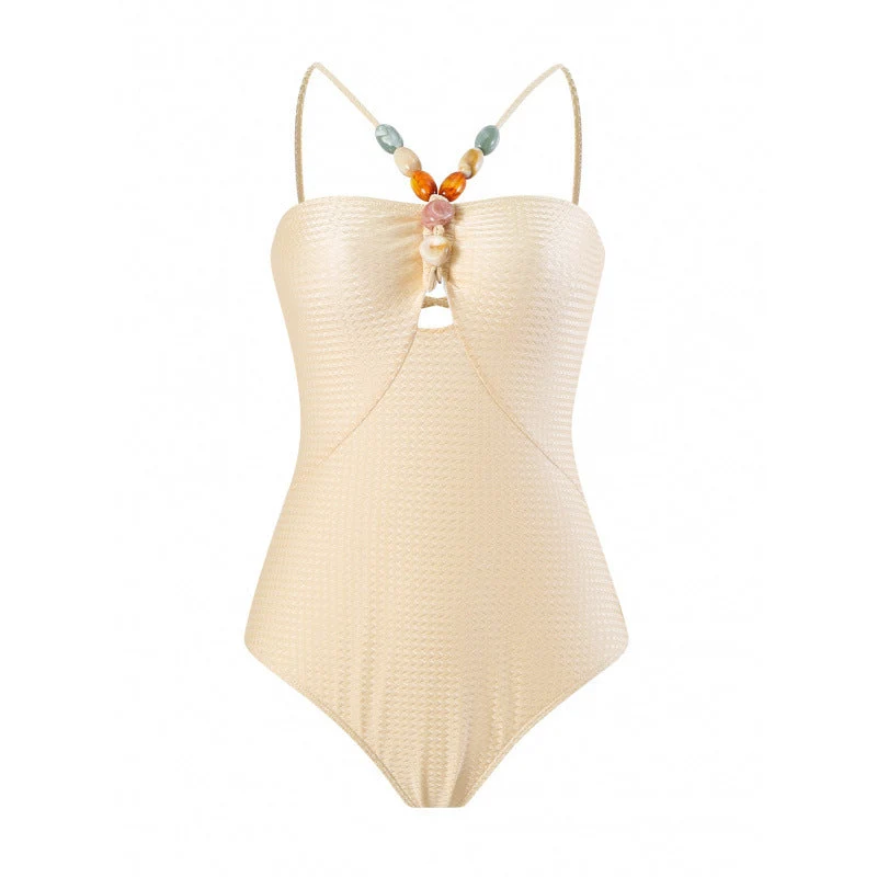 Damen Bandeau-Badeanzug mit asymmetrischem Rock