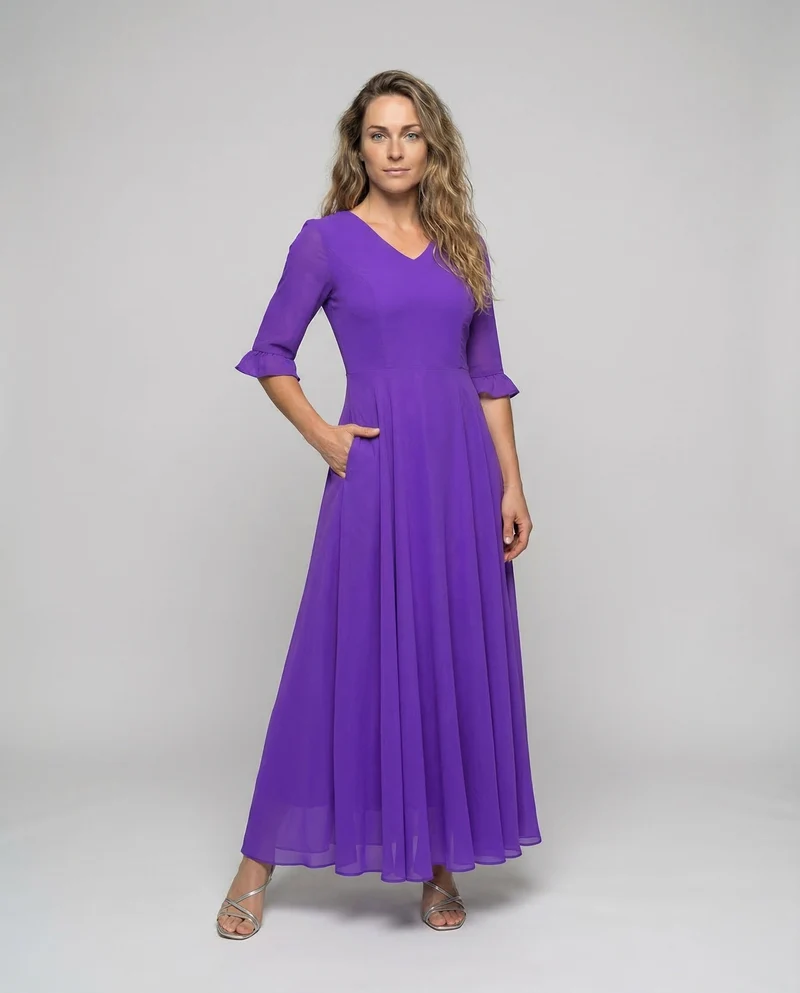 Damen Chiffon-Abendkleid Volantrock