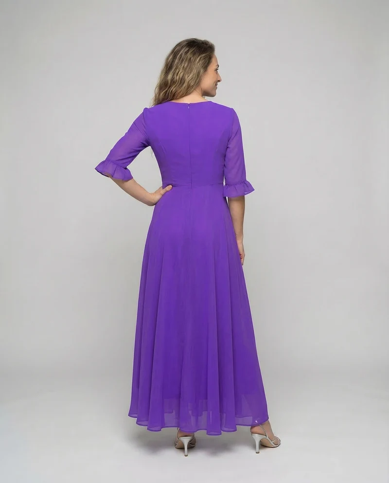 Damen Chiffon-Abendkleid Volantrock