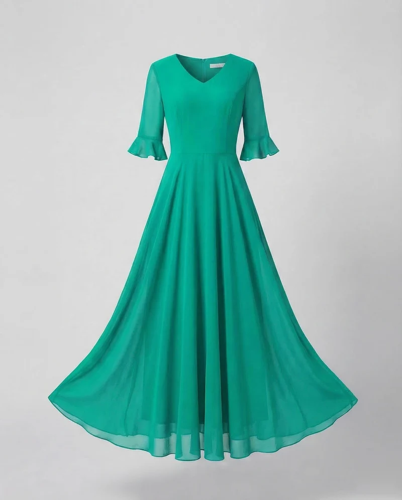 Damen Chiffon-Abendkleid Volantrock