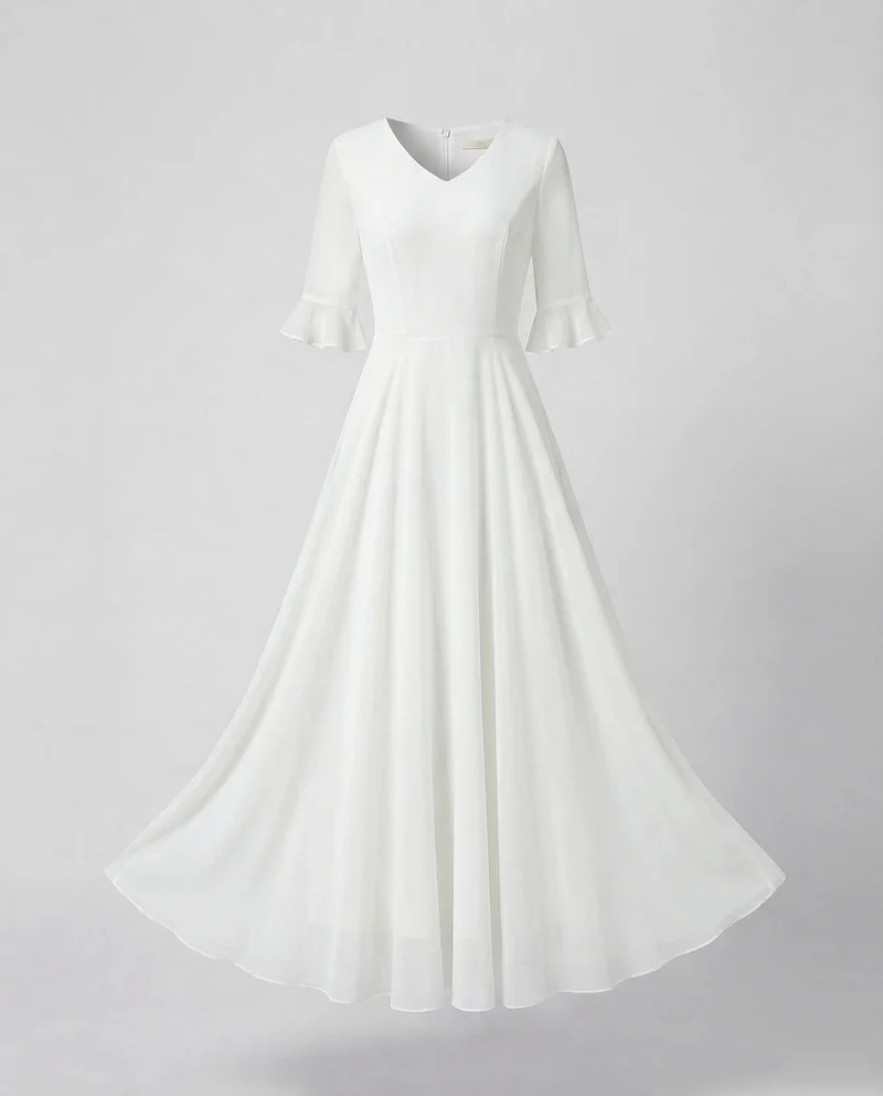 Damen Chiffon-Abendkleid Volantrock