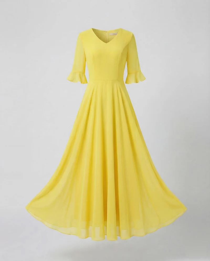 Damen Chiffon-Abendkleid Volantrock