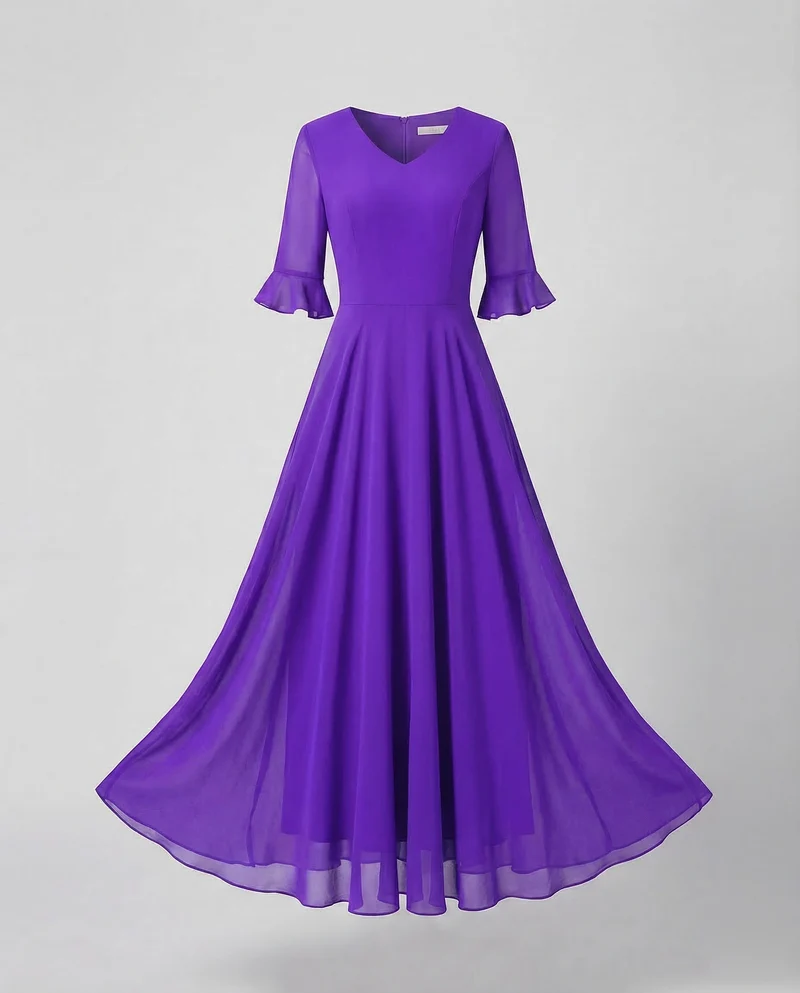 Damen Chiffon-Abendkleid Volantrock