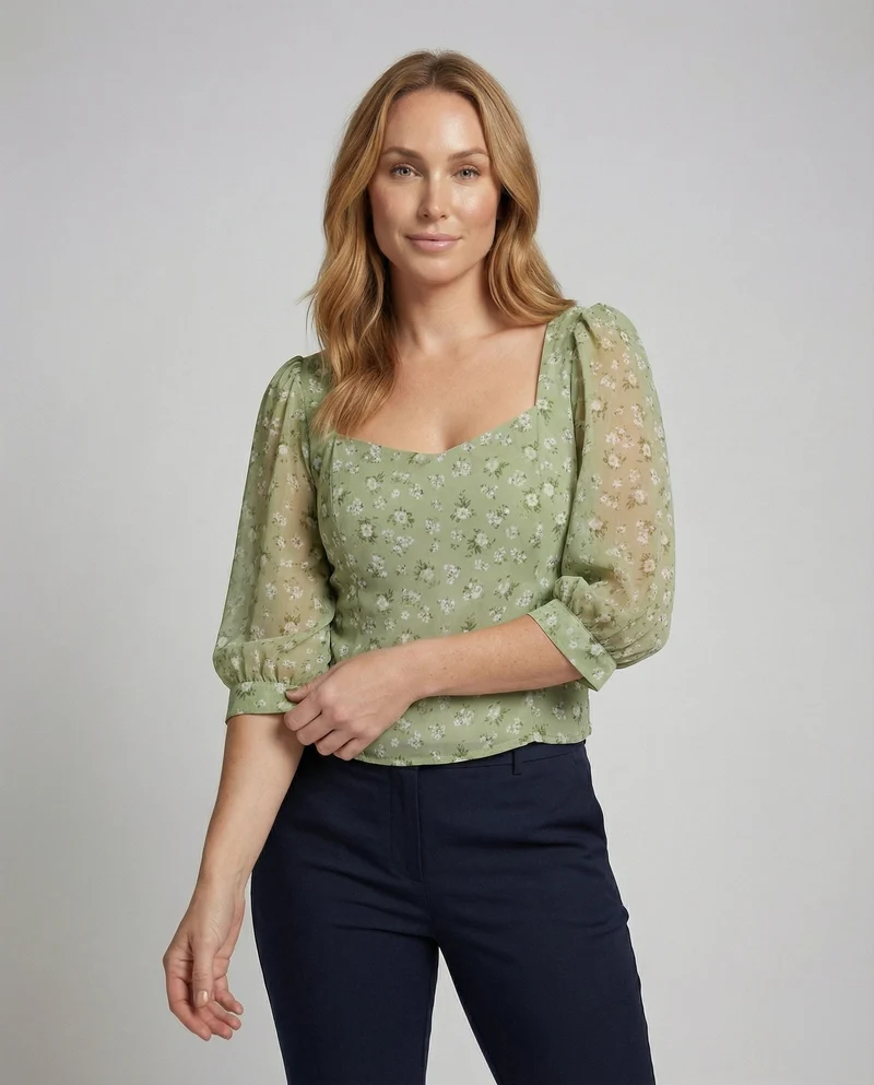 Damen Chiffonbluse Carmen Ausschnitt